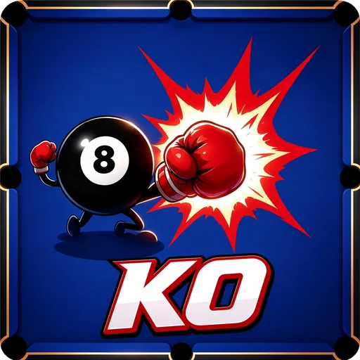 Pool Hustlers KO app icon: punching 8 ball
